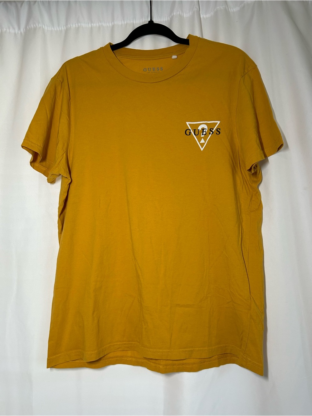 GUESS Men's Mustard Yellow Logo Tee